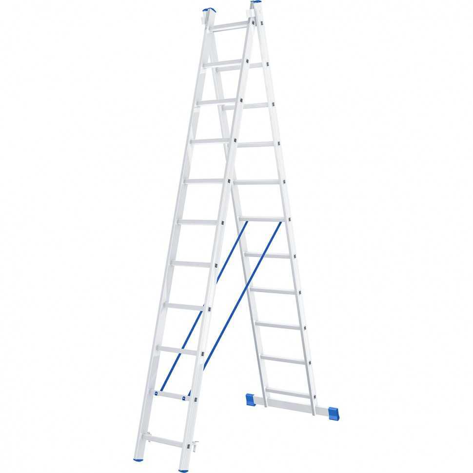 Лестница, 2 х 11 ступеней, алюминиевая, двухсекционная, Россия, Сибртех Лестницы фото, изображение