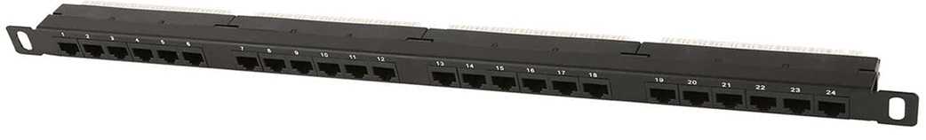 Патч-панель высокой плотности Ripo 19", 0,5U, 24 порт, Cat.5e , D, 100МГц, RJ45/8P8C, напыление 3мкд Доп. оборудование для шкафов фото, изображение